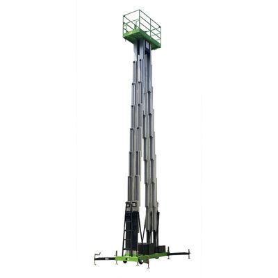 Triple Mast Manual Punshing Mobile Aerial Work Platform 12m Lifting Table 300Kg Loading Capacity
