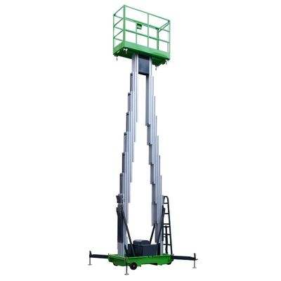 14 Meters 200kg Load Capacity Vertical Lifting Platform Double Mast Manual Pushing
