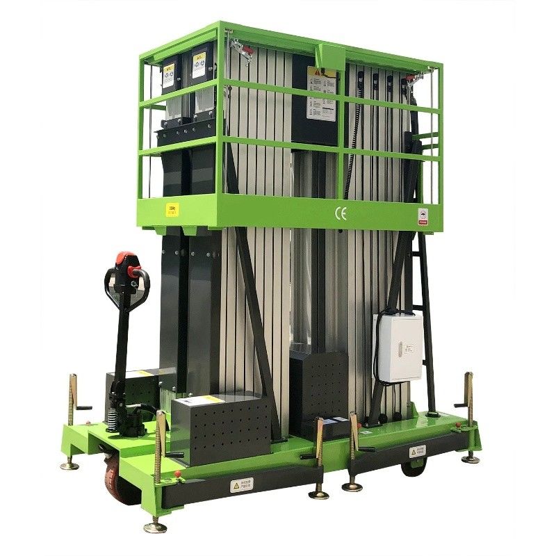 Triple Mast Manual Punshing Mobile Aerial Work Platform 12m Lifting Table 300Kg Loading Capacity