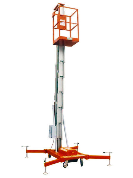 Manual Pushing Aerial Work Platform Single Mast 10m Manlift 130Kg Loading Capacity